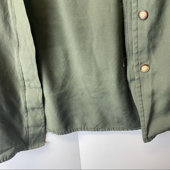 Lisa Joseph large army green casual short sleeve button up women’s top blouse - Picture 5 of 6